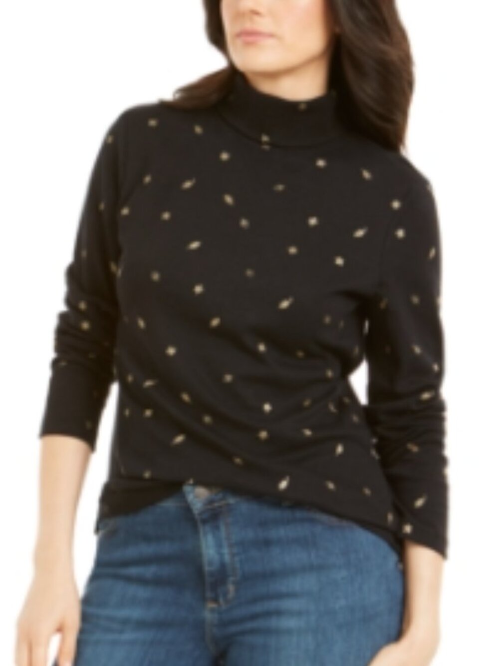 Karen Scott Women's Black Autumn Wind Turtleneck L